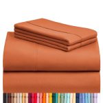 LuxClub 4 PC Sheet Set Sheets Deep Pockets 18" Eco Friendly Wrinkle Free Sheets Machine Washable Hotel Bedding Silky Soft - Autumn Orange Twin