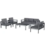 AECOJOY Aluminum Patio Furniture Set, 5 Pieces Outdoor Sectional Sofa Set, Dark Gray