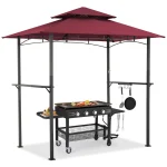 AECOJOY Grill Gazebo 8’x 5’ Outdoor Patio Backyard BBQ Grill Shelter, Red