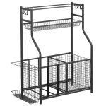 mDesign Metal Heavy Duty Garage Sports Storage Rack with Top Shelf - Matte Black