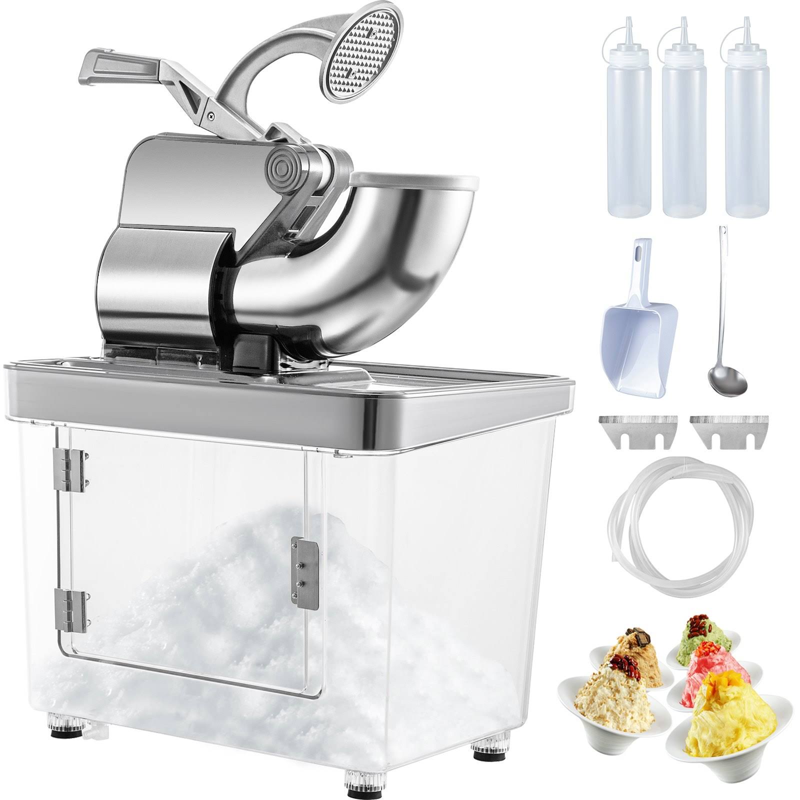 60ce1c1662e9da1218873d80968e2f86696c5d6fca51a246c0a7decf3d9b119d.jpg VEVOR Commercial Snow Cone Machine Ice Shaver Ice Crusher Ice Blender Dual Blades ETL - Image 1
