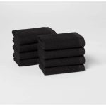 8pc Antimicrobial Bath Towel/Washcloth Set Black - Room Essentials