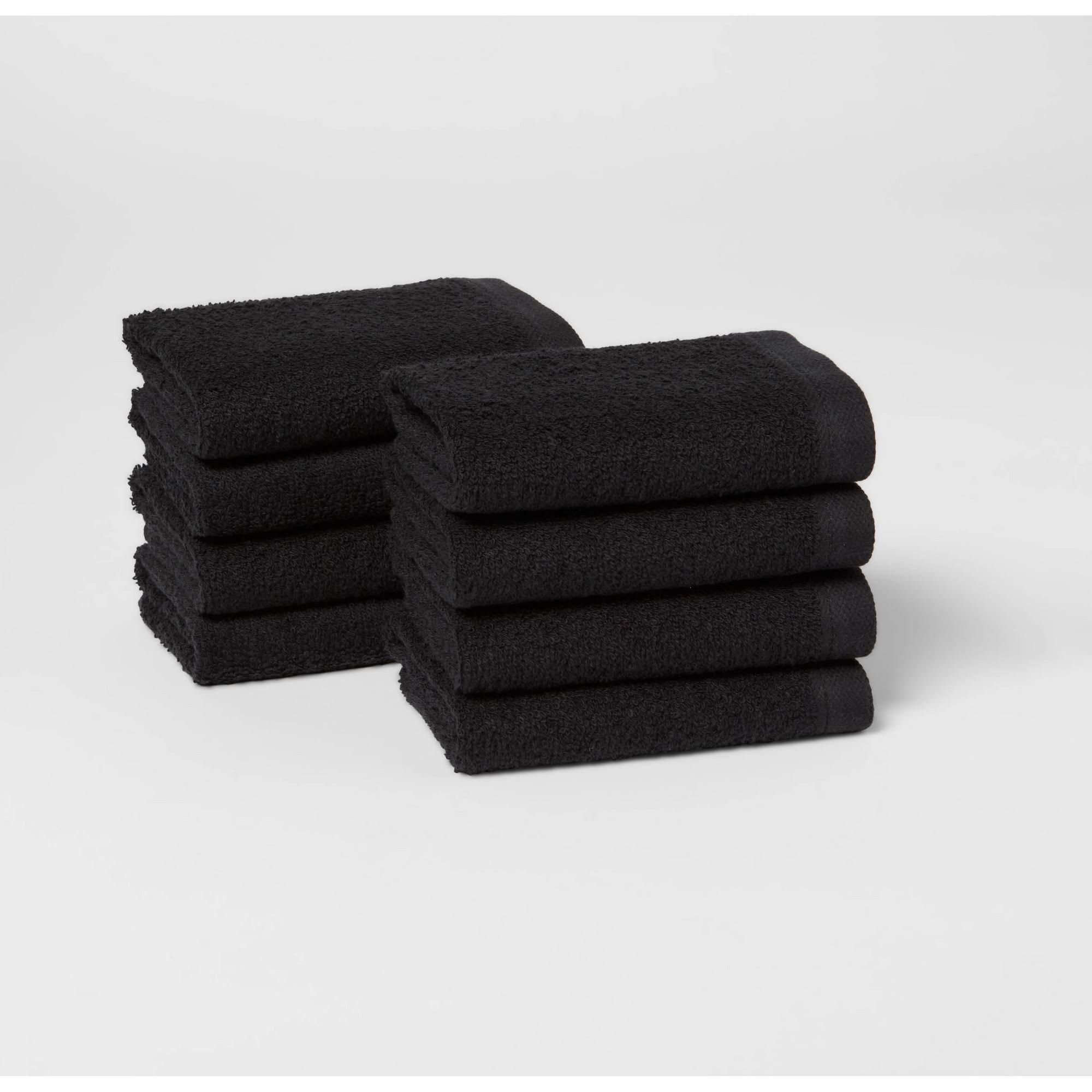 60f7683b49c2f4b7a32ccaff10c834296bafbd80fce541a67ac307bec645cb15.jpg 8pc Antimicrobial Bath Towel/Washcloth Set Black - Room Essentials - Image 1
