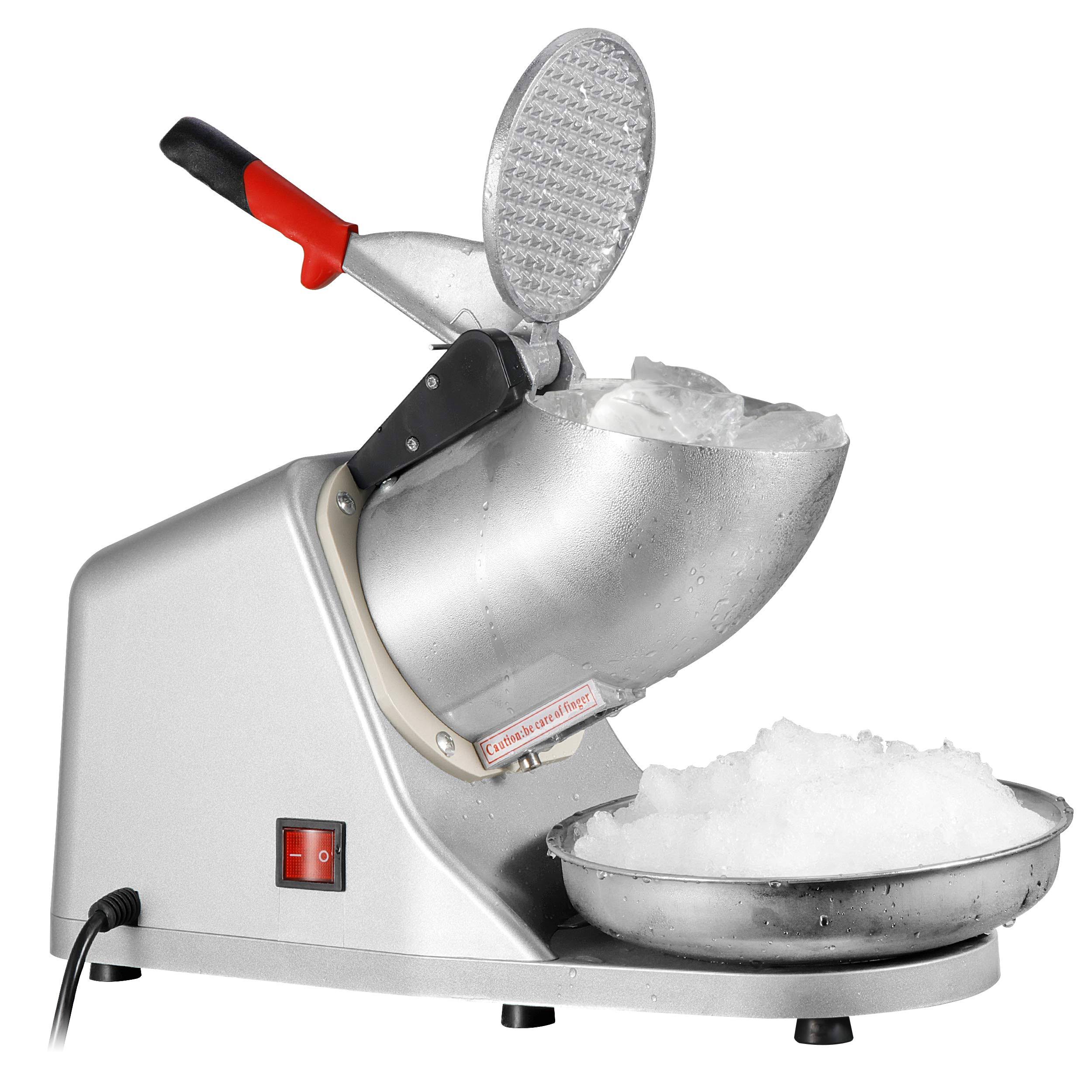 F2C Electric Ice Crusher Shaver Snow Cone Maker with Dual Stainless Steel Blades 300W 145 lbs/hr for Home and Commercial Use (Silver)