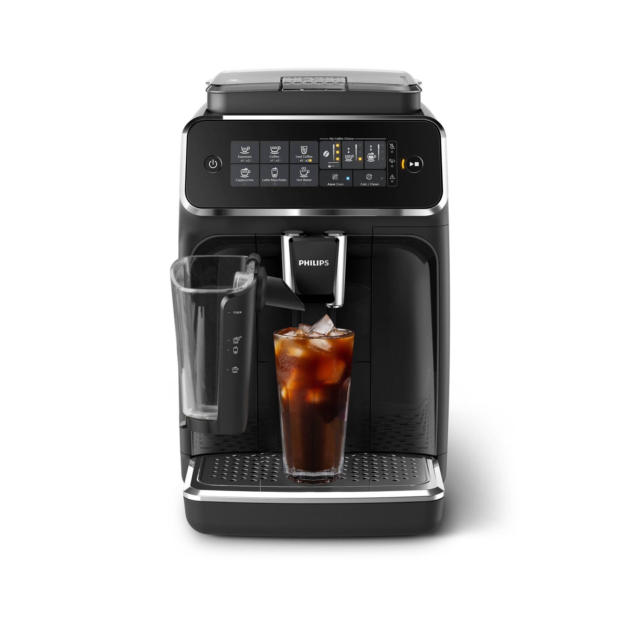 61502af9e77bb8994118e9a03f11912e1c76fc833fb3e450dafbb689e31b62a0.jpg Philips 3200 Series Fully Automatic Espresso Machine with LatteGo & Iced Coffee - Image 1