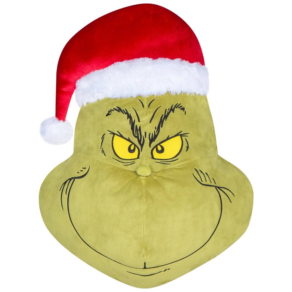 6155e161a87f1a3234745d0529165320f0ccd5a750053852d3b663add5415e42.jpg 30 inch Season's Plush Greeters Hanging The Grinch with Red Santa Hat from Dr. Seuss The Grinch Christmas Decoration - Image 1