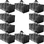 BAG-THAT! 10 Moving Bags, Heavy Duty Extra Large Stronger Handles Wrap Around Bag Storage Totes Zippered Reusable Moving Supplies Clothes Attic
