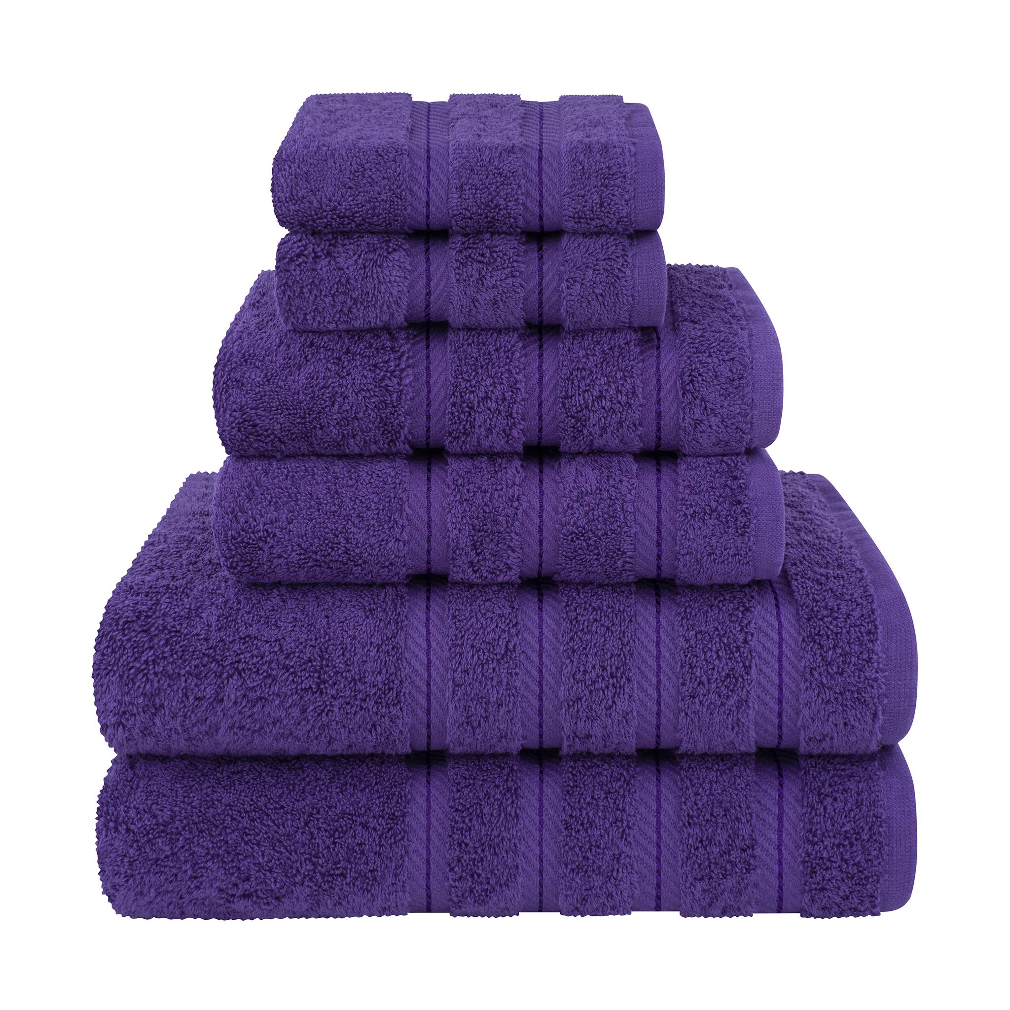 616abbcd63a5fa0d1d06da4993e296718155a7e8e8263805d710438958c70ae8.jpg American Soft Linen Purple 6-Piece Turkish Cotton Towel Set - Image 1