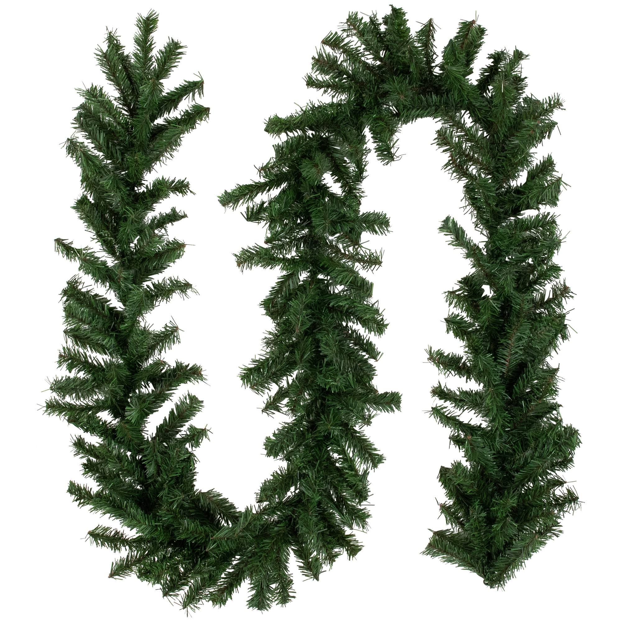 61738d659f8a42b02452357a833408bbd4ec9461c18e4400d9065680ad548be7.jpg 9' x 10 inch Canadian Pine Artificial Christmas Garland - Unlit, Green - Image 1