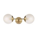 Globe Electric Celestia 2-Light Matte Brass Wall Sconce with Frosted Glass Shades