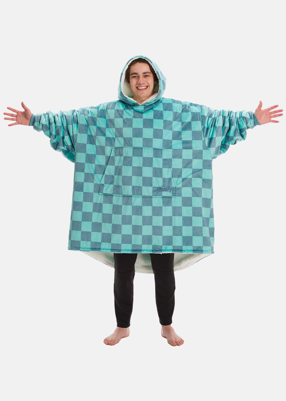61afc70980f1f75b1fcfeedb5dd01ebaa76affc9678650aa04fe3bd07b7a6caf.jpg The Comfy Original | Oversized Microfiber & Sherpa Wearable Blanket, Seen on Shark Tank, One Size Fits All - Image 1