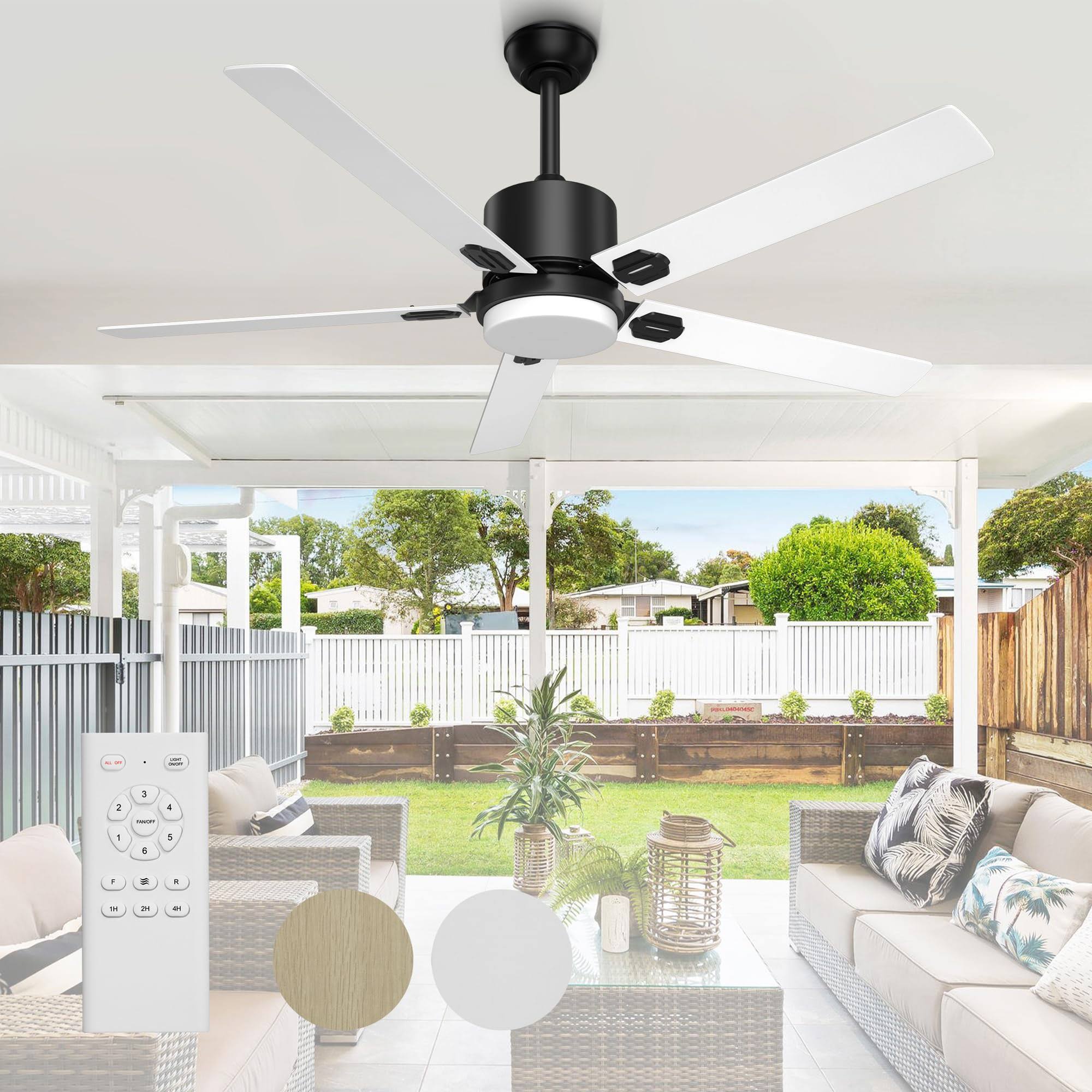 61d456bc589cc48d99dccbd6d485d5fb6a28130b554fb032cb00bdeedffec7b3.jpg BECLOG 60" Ceiling Fan with Light, Ceiling Fans Indoor Outdoor with Remote Ceiling Fan DC Motor with Lights LED for Patios, Bedroom, Farmhouse, - Image 1