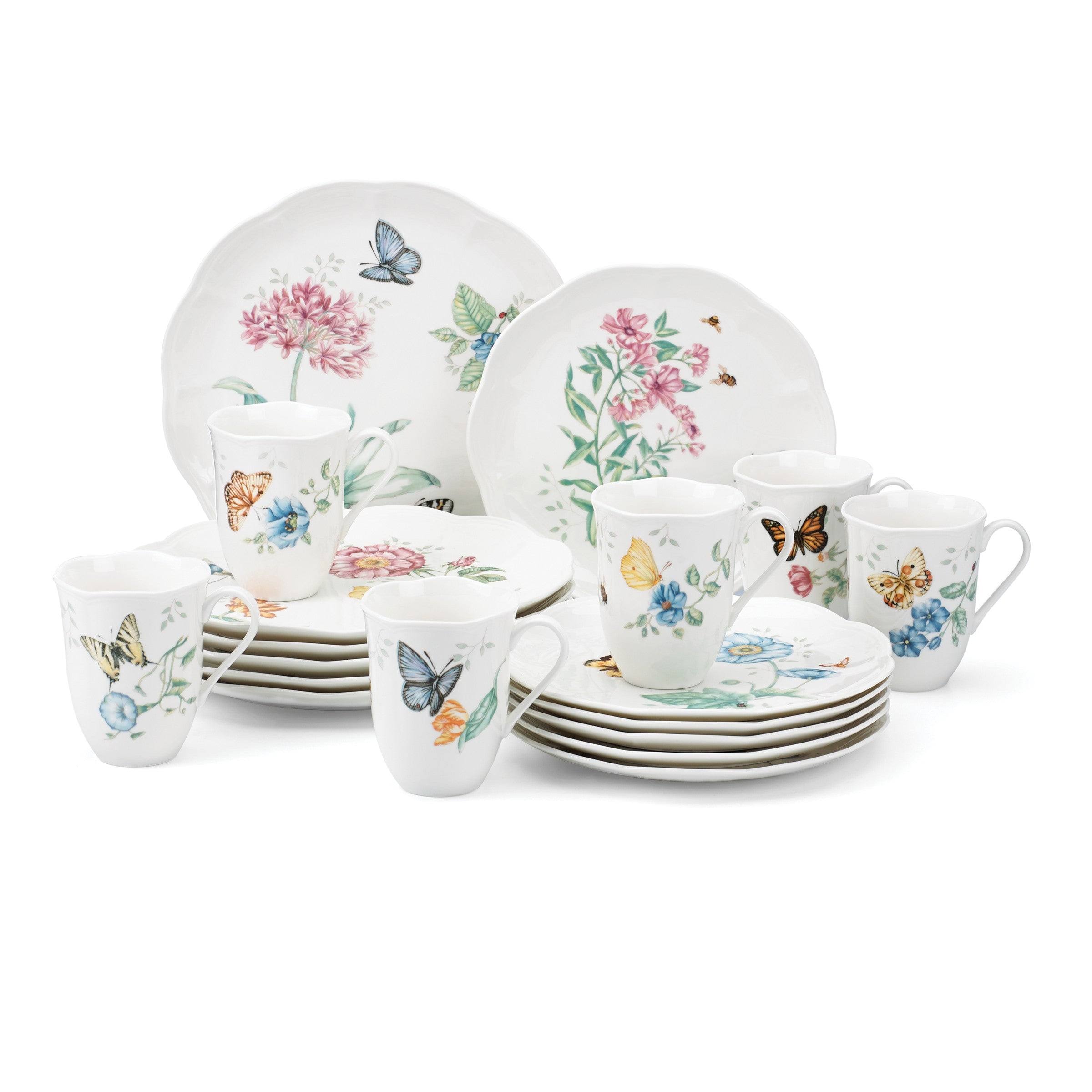 61e534f9e8875948db6a0fa3068726fd8c8de0683ba6357f55e9a1f300a6f7a2.jpg Lenox 18-Piece Butterfly Meadow Dinnerware Set - Image 1