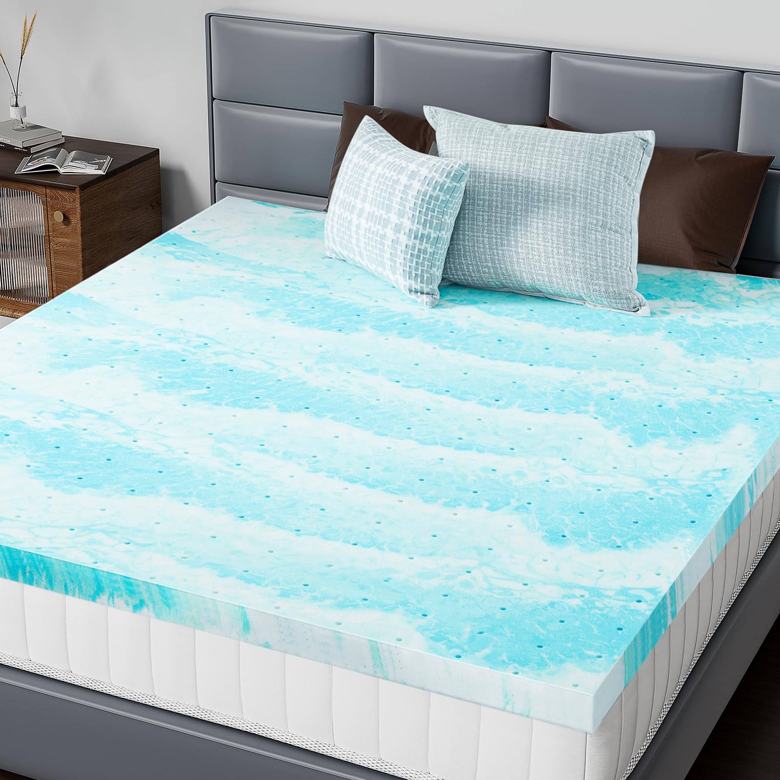 6234d1e2dc19fe479b8793e8fa5f19a160311aa9ea0eca7e2c0f6eb865929454.jpg DUMOS Memory Foam Mattress Topper Full - Image 1