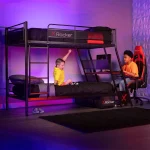 X Rocker Armada Twin Gaming Bunk Bed with Built - in Gaming Desk, Black, Twin/Twin, Children, Teen