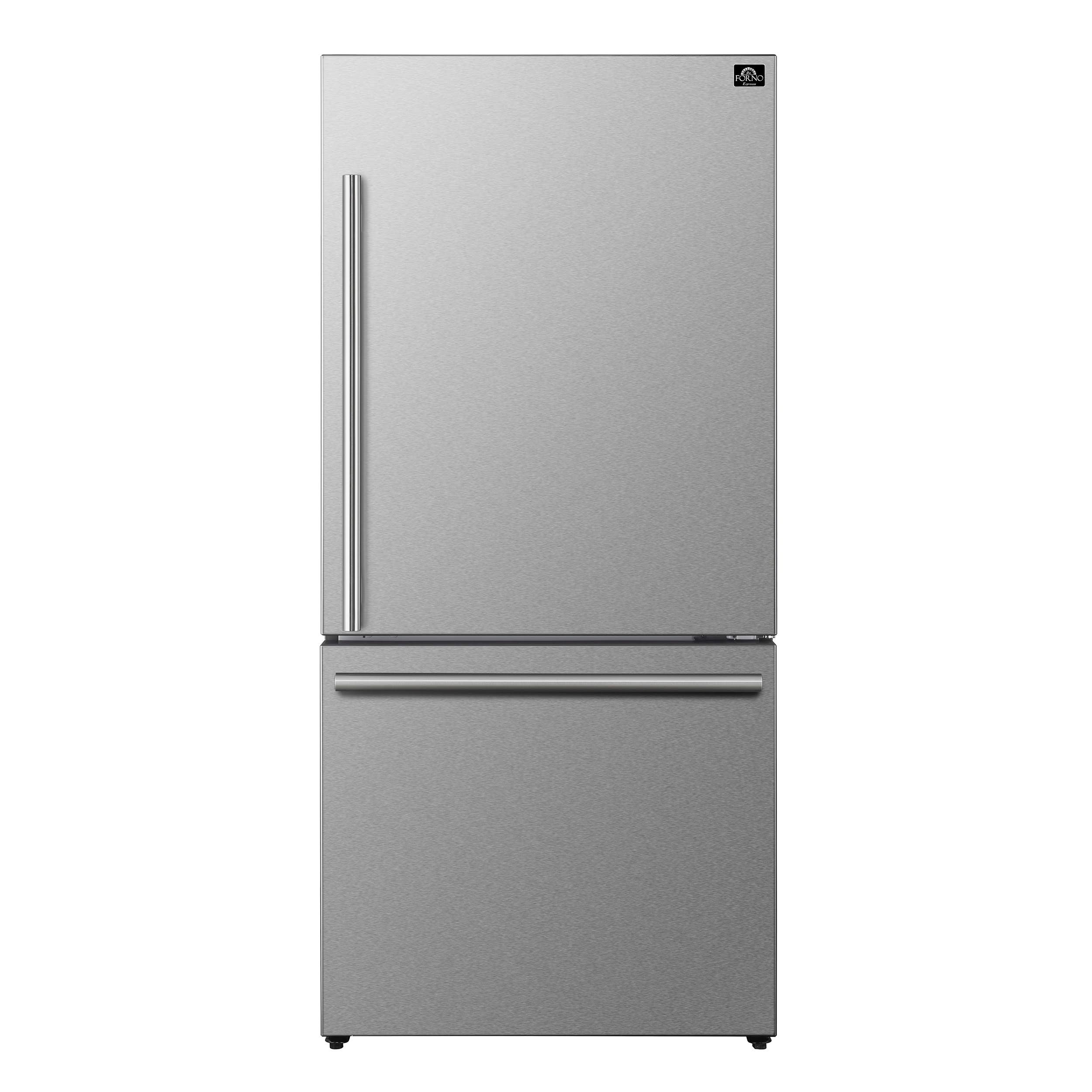 6262c17e8a4a591410a3ca4bce86e6704721a516265083139efe063436ecdf39.jpg Forno Milano Espresso 31-Inch 17.2 Cu. ft. Bottom Freezer Right Swing Door Refrigerator in Stainless Steel (FFFFD1785-31S) - Image 1