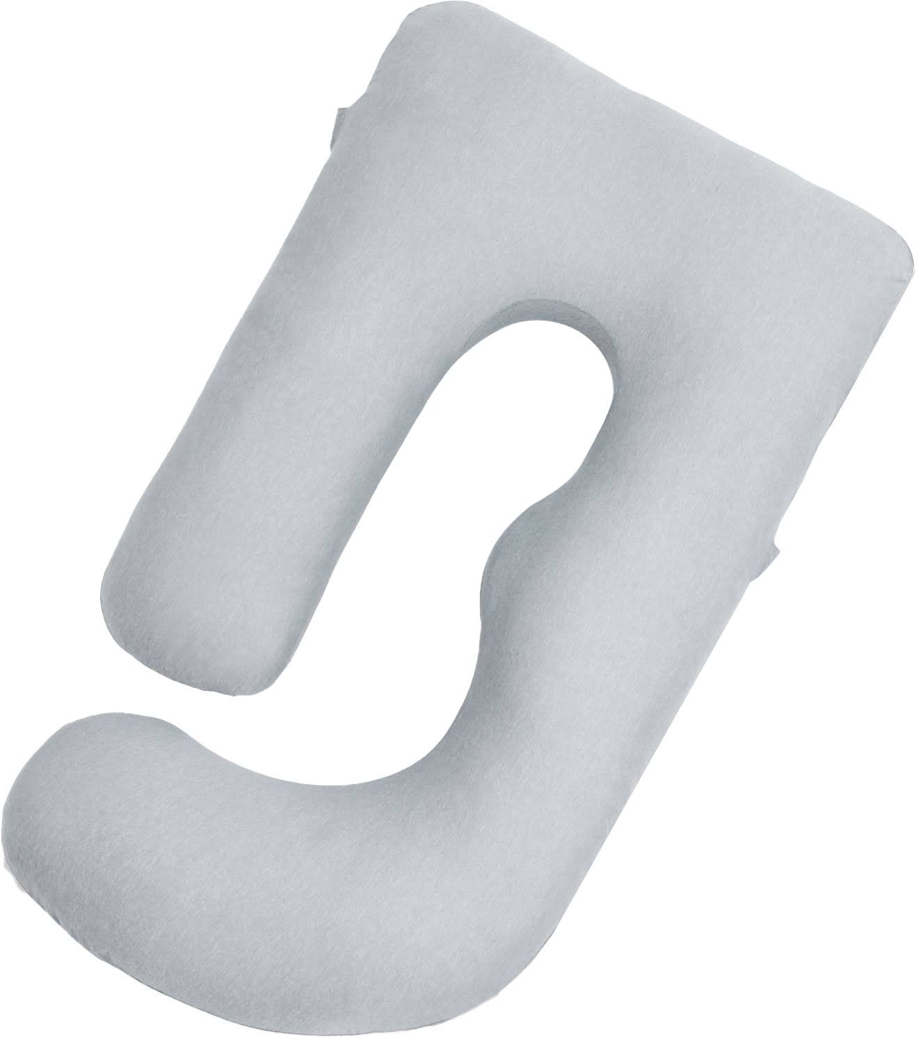 629233515e1f25b42ed8c64e2635222f12e1b296fb1916300de8160ae64a75ac.jpg Momcozy - U Shaped Cooling Fabric Pregnancy Pillow - Gray - Image 1