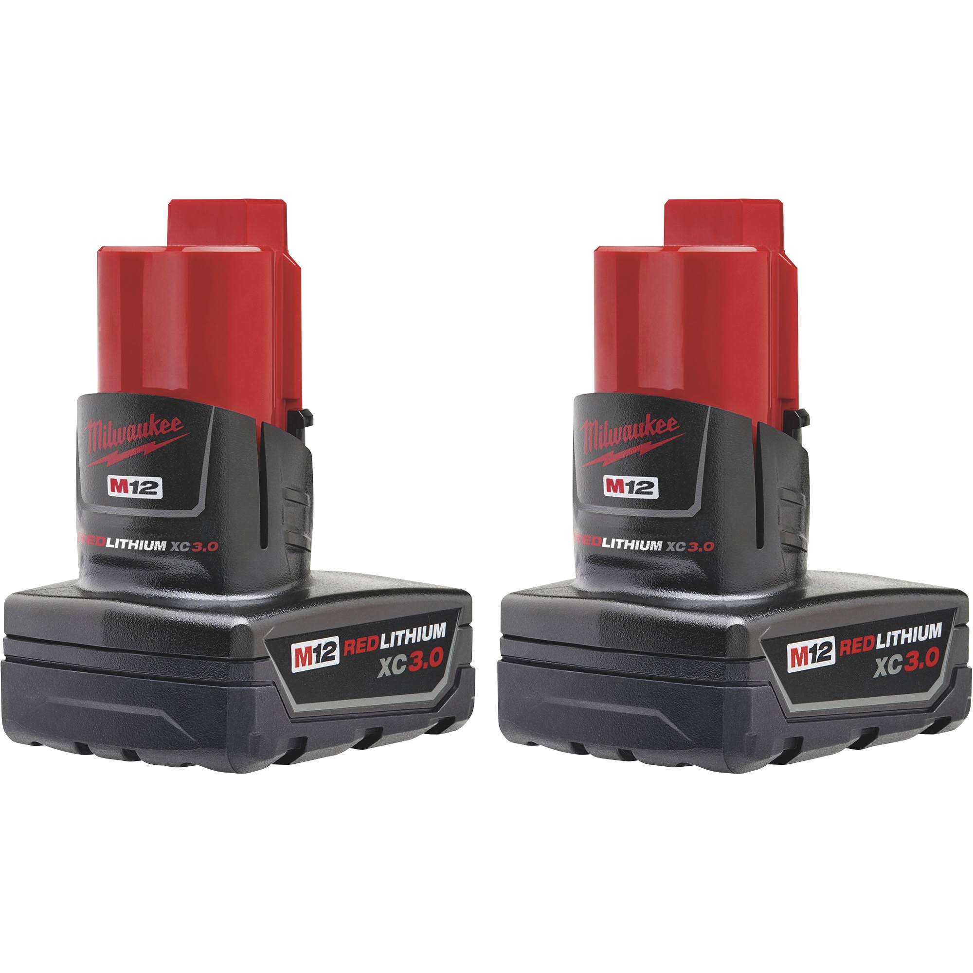 62bf50758d7768c1bcf8c068fc4c5900af5d8824c60a4382c577fe23d90db260.jpg Milwaukee M12 REDLITHIUM XC Extended Capacity 3.0Ah Battery - 2-Pack Model 48-11-2412 - Image 1
