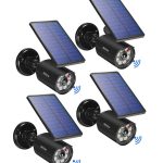 WaitScher Solar Motion Sensor Light Outdoor IP67 Waterproof with Fake Camera Solar Spotlight 360�� Rotatable 3600mAh or Outside Garden Driveway Path