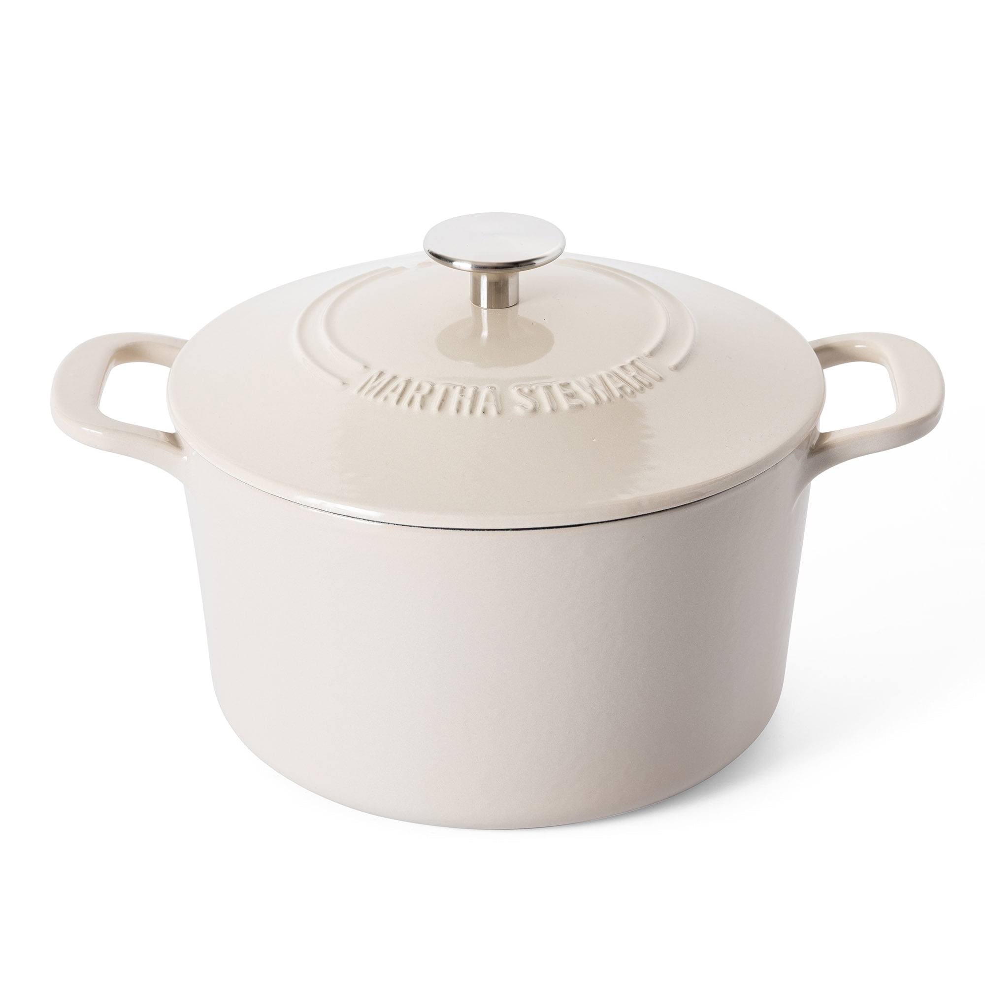 631725336e1c64b711bab1d9fc049a13d0974e08cb5050f5325eed9a8d5fcf5b.jpg Martha Stewart Everyday Eastwick 4-Quart Linen Enamel Cast Iron Dutch Oven - Image 1