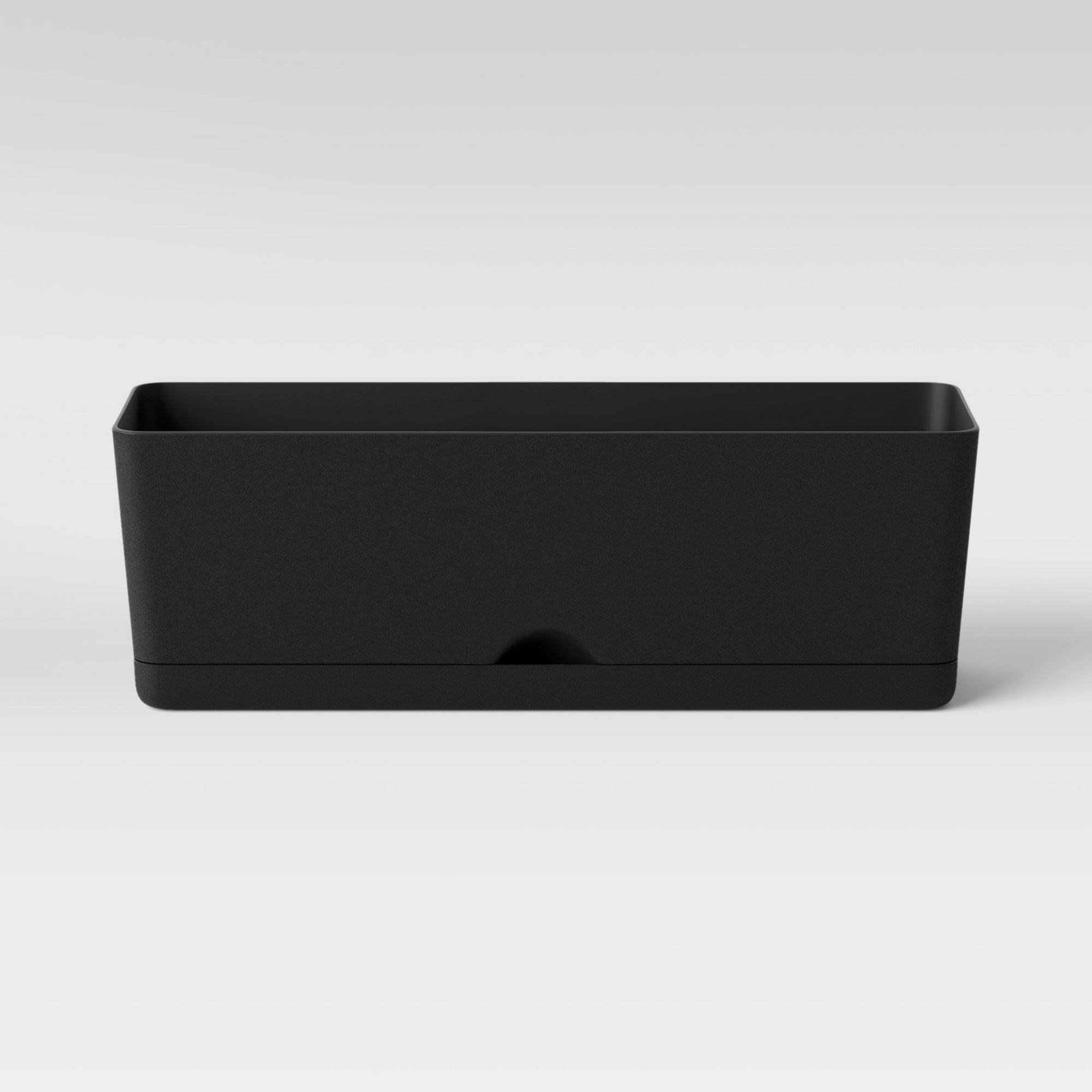 634ad8b20d72f018af6415a8ba36294e35ddaf674ec0e094c9bf3cad64e926a8.jpg 24"x8" Indoor/Outdoor Rectangular Self-Watering Window Box Black (ROOM Essentials) - Image 1