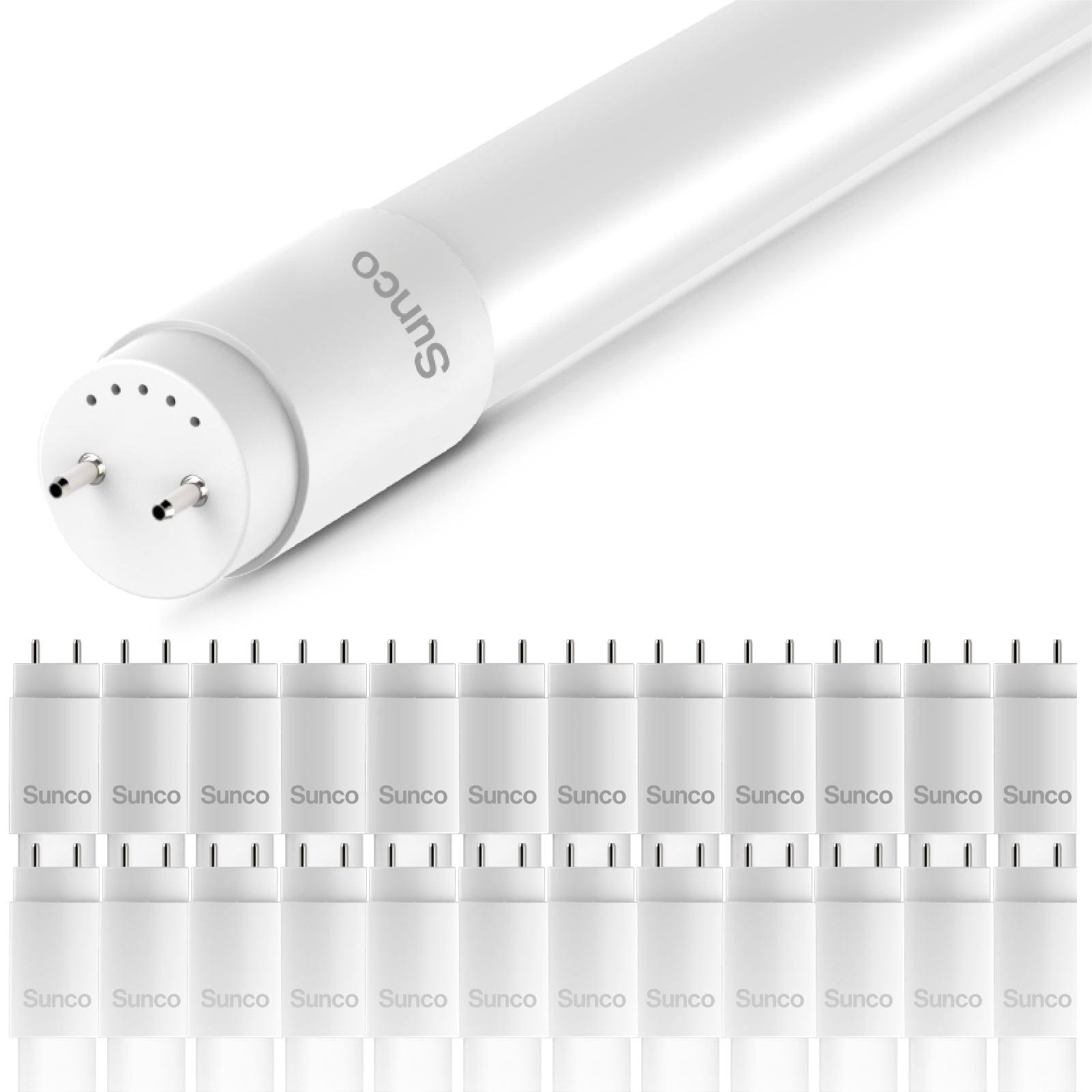 635cecc0f65fd9f8a6e891131fada35d30a77db053a2addb268f907b2a71d602.jpg Sunco Lighting 24 Pack T8 Frosted 1-Sided LED Tube Light 18W 5000K Daylight - Image 1