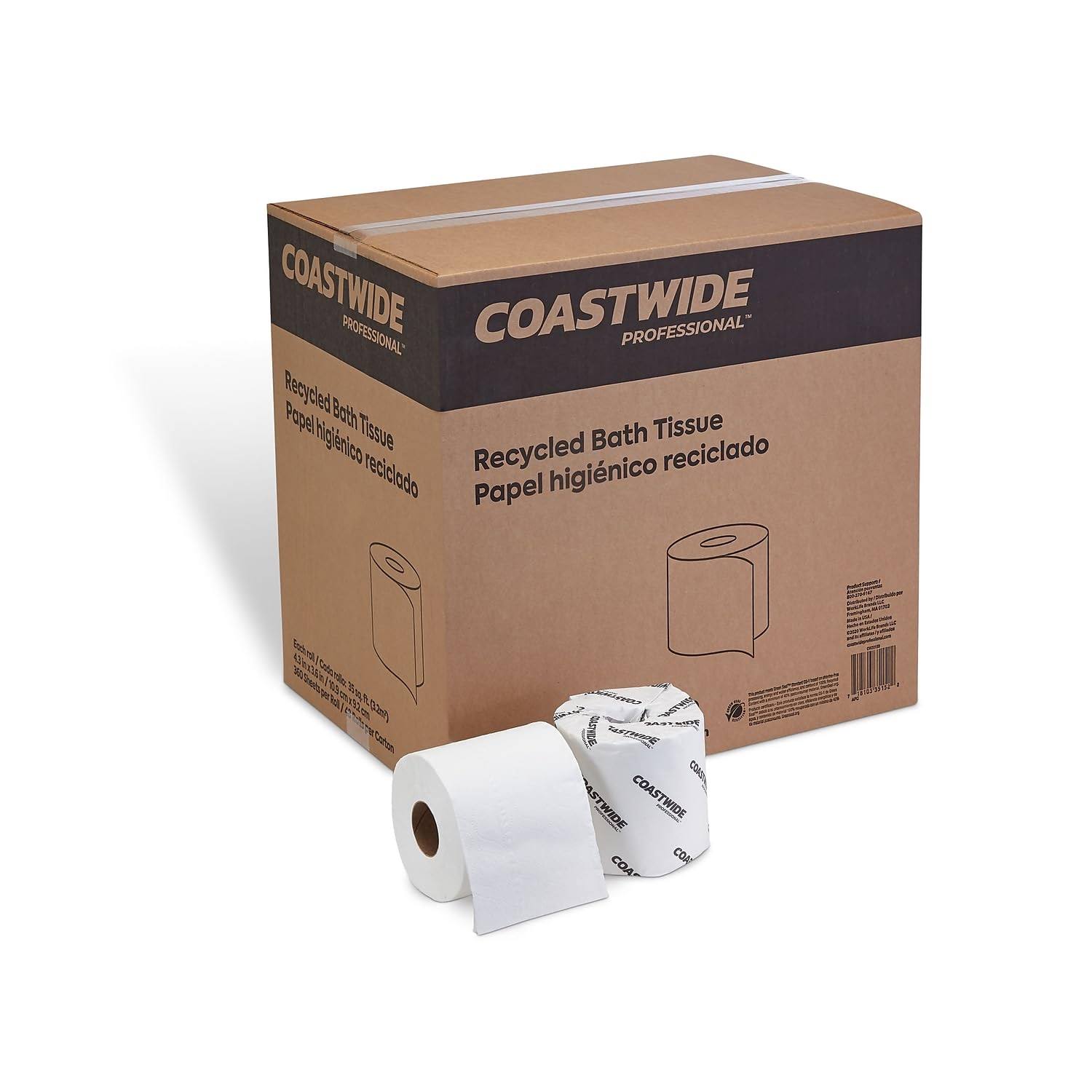Coastwide CW20189 Recycled 2-Ply Standard Toilet Paper White