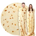 Kimdee Burrito Tortilla Blanket Double Sided 71 Inches 280 GSM Cozy Flannel Fabric Novelty Giant Food Throw Blanket for Bed