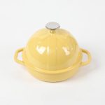 HAWOK Cast Iron Bread Cloche, Dia. 6.3inch/16cm, Sourdough Baking Pan Enameled Yellow