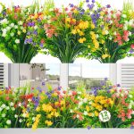 Moulyan 12 Bundles Artificial Flowers for Outdoors UV Resistant Fake Flowers Faux Plants for Hanging Garden Porch Window Box Outside Decoration,Home