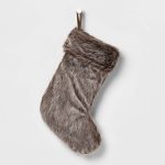 18" Faux Fur Christmas Stocking Brown/Gray - Wondershop