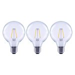 Ecosmart 25-Watt Equivalent G25 Dimmable Globe Clear Glass Filament LED Vintage Edison Light Bulb Daylight (3-pack)