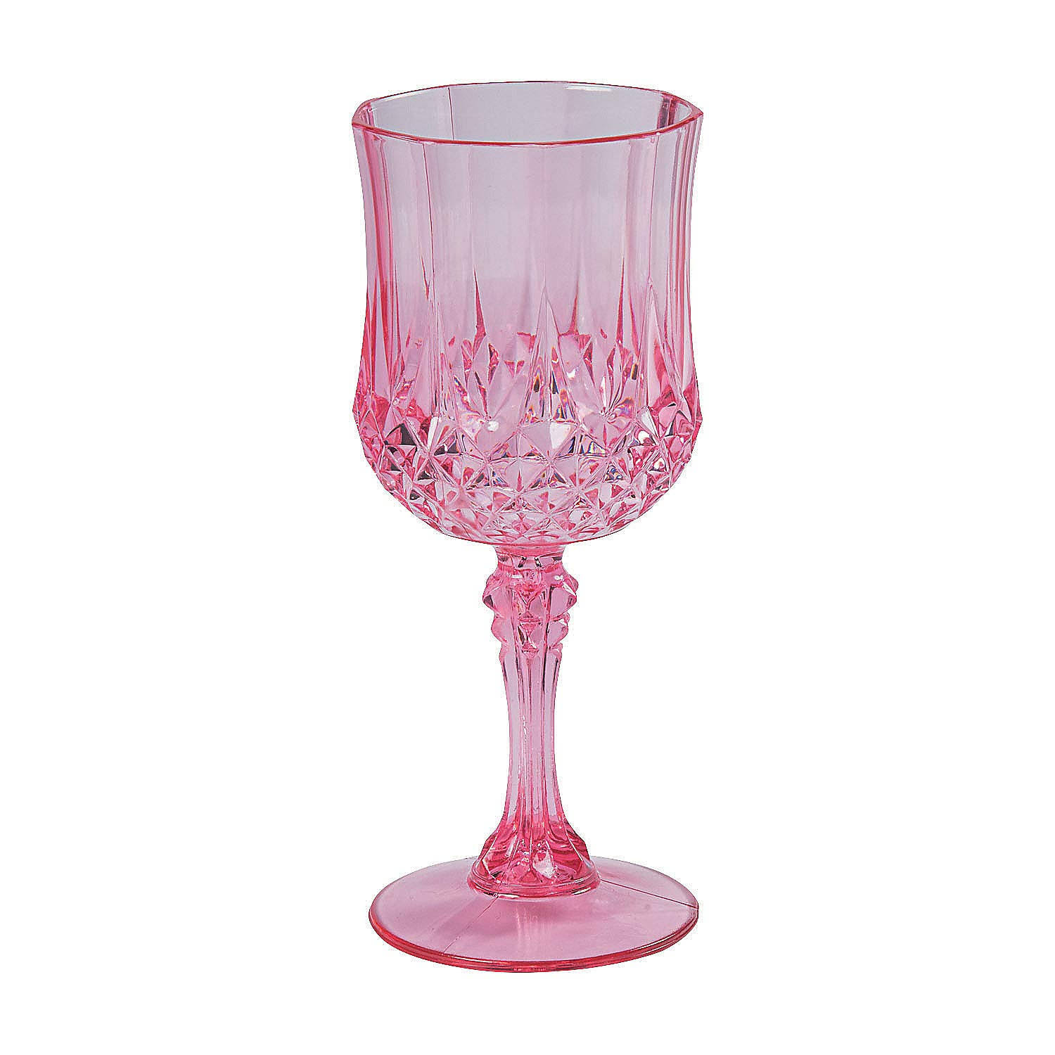 63a5a79487a5cd5fdf9d131283a55278f75fa1c8f865d4127f9d1c27a189b2da.jpg 12 PC Pink Patterned BPA-Free Plastic Wine Glasses - Image 1