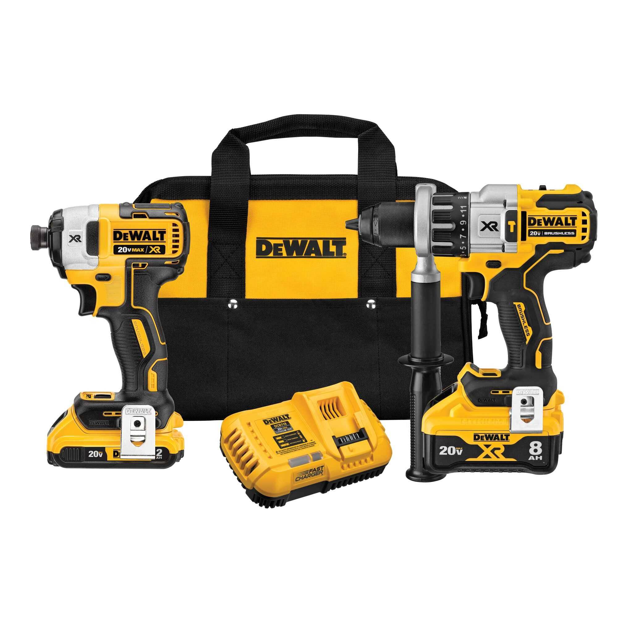 63b3ed24d8fe78821e2b9a2a6812bd9296f4d9e565a4eea9f2e226f4f86c85ca.jpg DeWalt DCK299D1W1 20V Max XR Power Detect 2-Tool Combo Kit-Instock - Image 1
