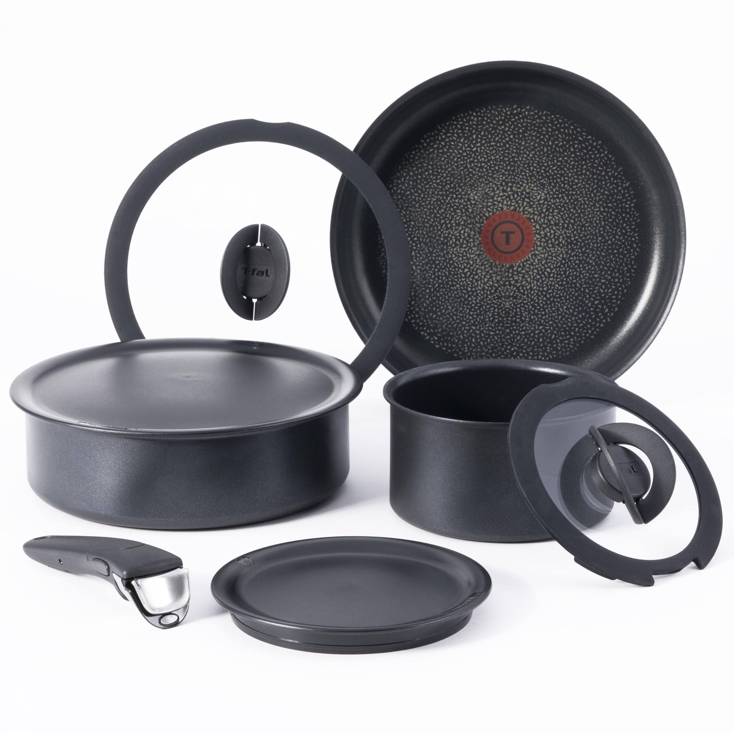 63ed6e0489f1d77c720fa0b08e0c3e95d0f26b0477090824a5e0c23451099a73.jpg T-Fal Ingenio Expertise Aluminum Nonstick 13-Piece Cookware Set - Black - Image 1