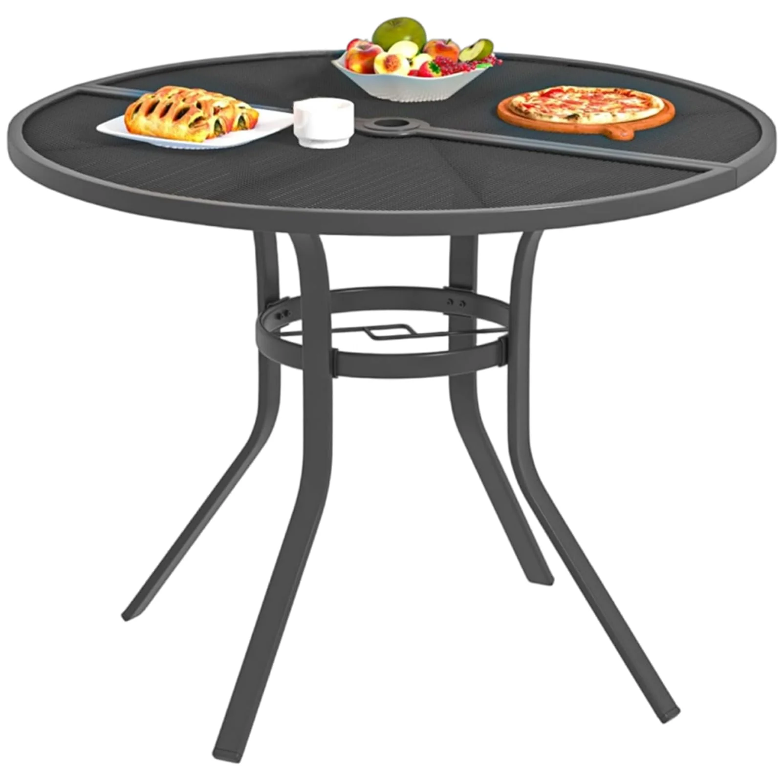 63f547d928cb4917ff9a582313dbf883f8aaf7fb935280de65468d04909bae89.webp AECOJOY Metal Patio Table with 1.73" Umbrella Hole, Outdoor Round Dining Table - Image 1
