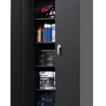 Gangmei 71 in Metal Storage Garage Cabinets with Locking Doors and Adjustable Shelves, Steel Storage Cabinet for Garage, Office, Classroom, Assemble Required(Black)
