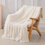 Junovo Super Soft Throw Blanket for Bed, Fluffy Cozy Plush Light Blanket, Washable Warm Furry Throw Blanket for Couch Sofa Chair Home Decor, 50"x60", Cream White