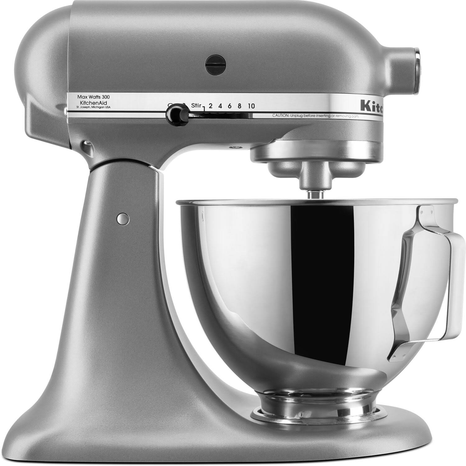 64129b70b4e80dc478f762befeed03eba3b5ac41ee25e41f7abb1c91b24b2de9.jpg KitchenAid KSM97SL Deluxe 4.5 Quart Tilt-Head Stand Mixer, Silver - Image 1