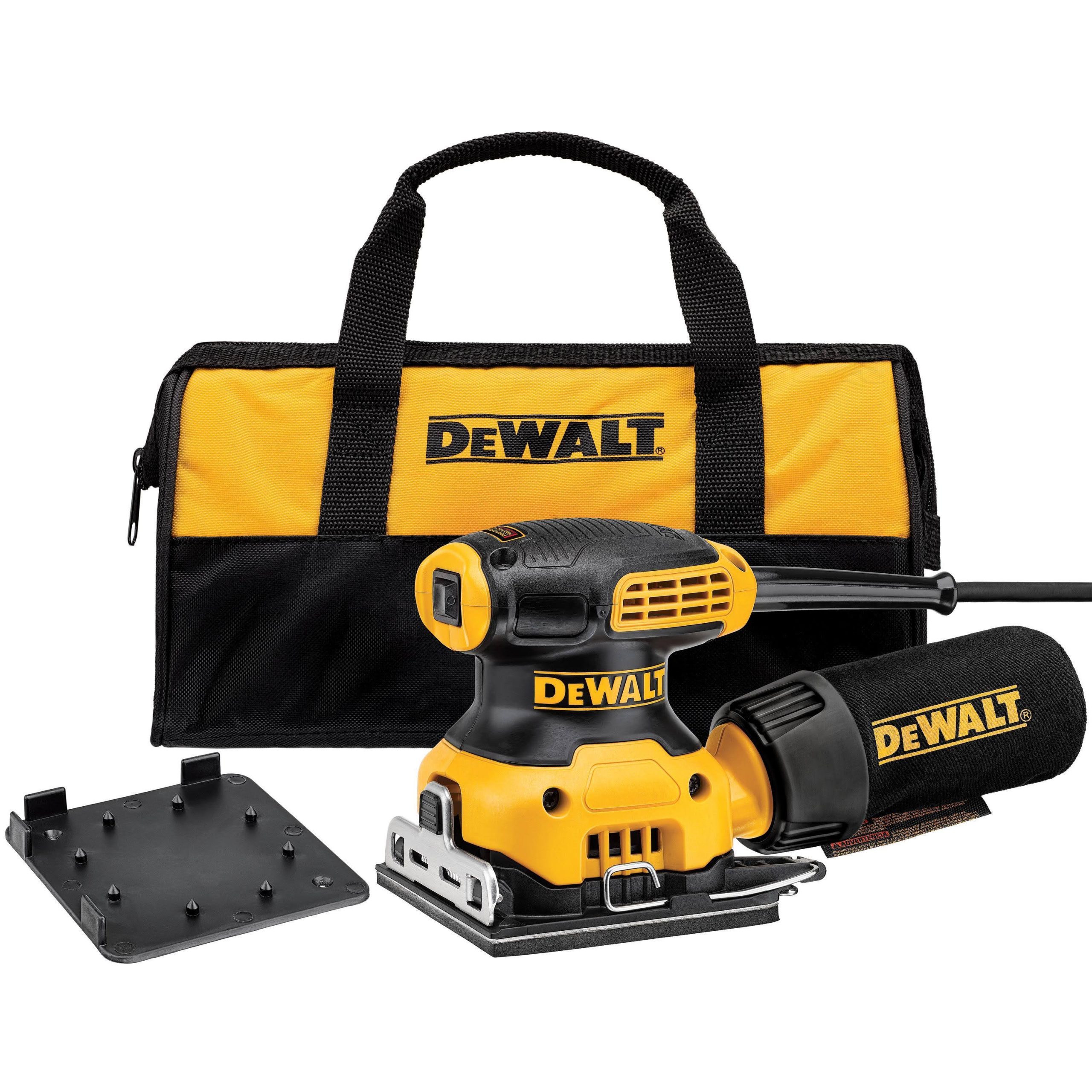 6418d5eed60bc4827611e0e87e087854afbee5ce9d36147cb9b0bc53107ffd8d.jpg Dewalt Sander Kit, 1/4 Sheet Palm Grip - Image 1