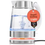 Speed-Boil Water Electric Kettle, 1.7L 1500W, Coffee & Tea Kettle Borosilicate Glass, Wide Opening, Auto Shut-Off, Cool Touch Handle, LED Light. 360