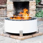 Breeo Luxeve White River with Dark Blue Glass Outdoor Smokeless Fire Pit