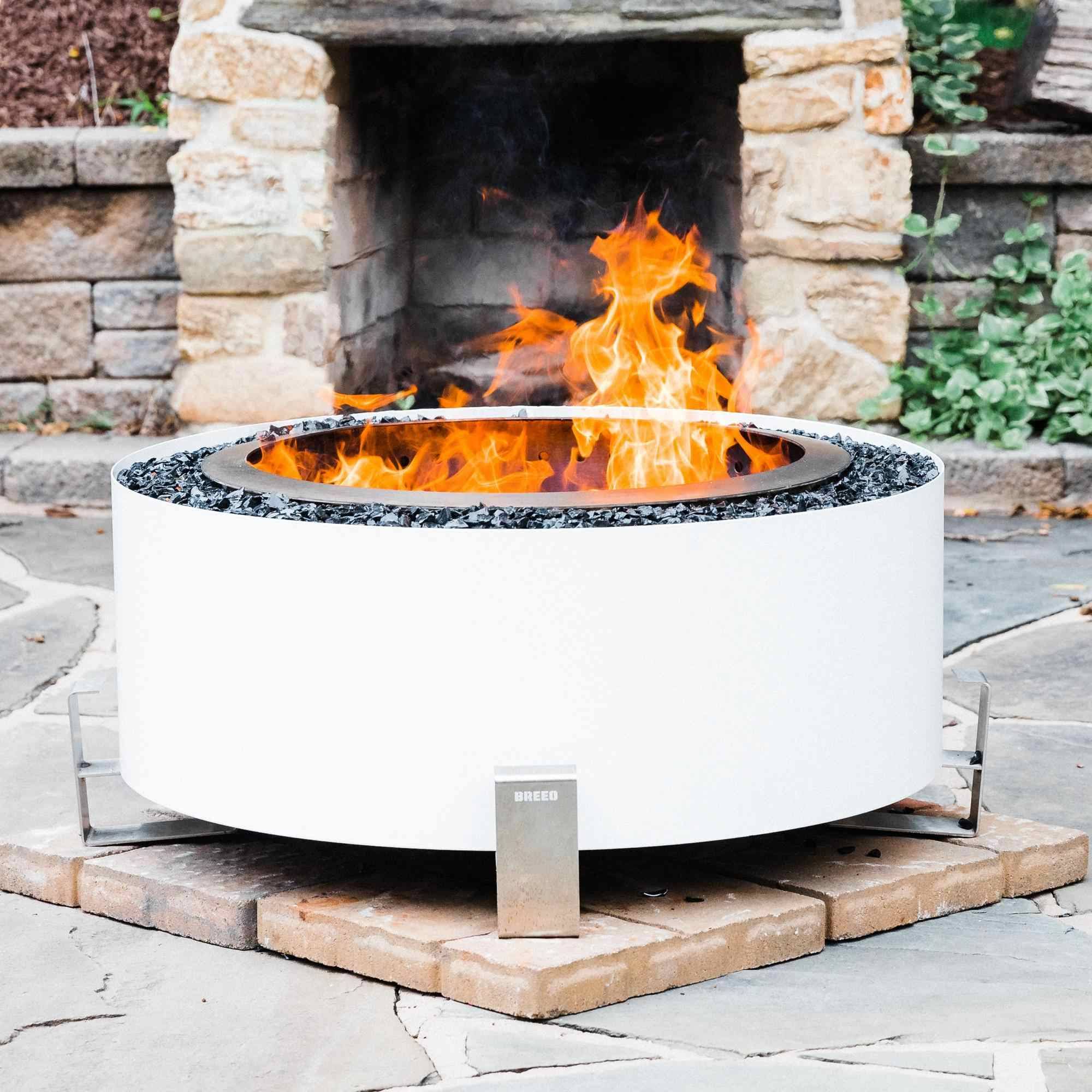 6439eab098c014b08c4d4db8e34a1cd970d41036d333548efbaae3b9f37d0d11.jpg Breeo Luxeve White River with Dark Blue Glass Outdoor Smokeless Fire Pit - Image 1