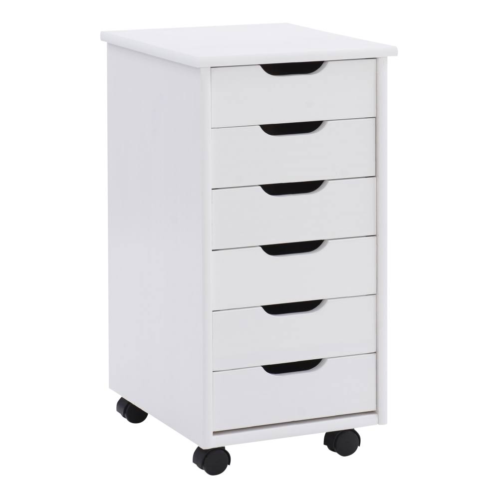 6466646c554e613e54fac060489242199c37c9abc7a212e3aaba83bdc0941773.jpg LinonCasimer 6-Drawer Rolling Home Office Storage Cart, White - Image 1