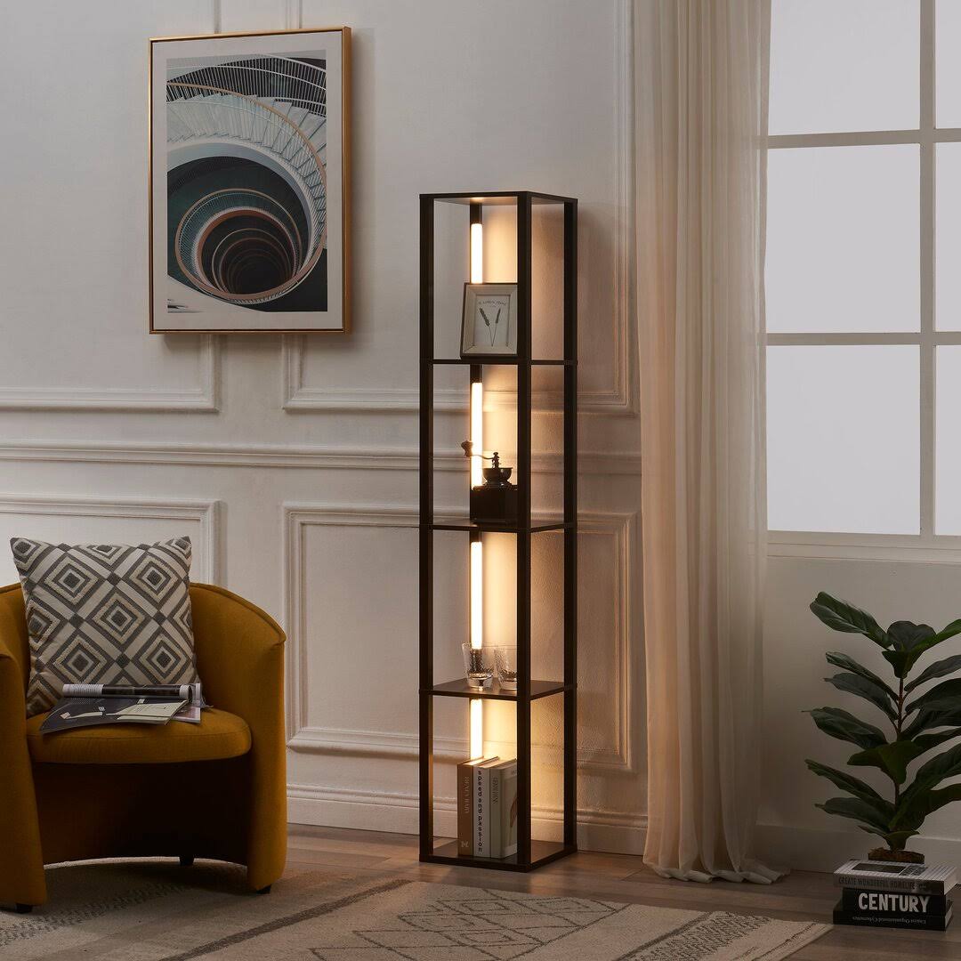 646b12d1651a2d2fdab2fe4c1933a8cf94690ae461bc1745aeae6debc5afeaee.jpg Fenlo Fancy - 64" Luxury Display Shelf with Dimmable LED Floor Lamp and 3 Brightness Levels - Image 1