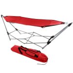 Lavish Home Portable Hammock with Stand Included Fits Into Carry Bag (Red)