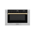 ZLINE Autograph Edition 24" 1.2 Cu. ft. Built-In Microwave Drawer with A Traditional Handle in Stainless Steel - Gold