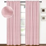100% Blackout Shield Linen Blackout Curtains 84 Inches Long 2 Panels Set, Blackout Curtains for Bedroom/Living Room, Thermal Insulated Rod Pocket
