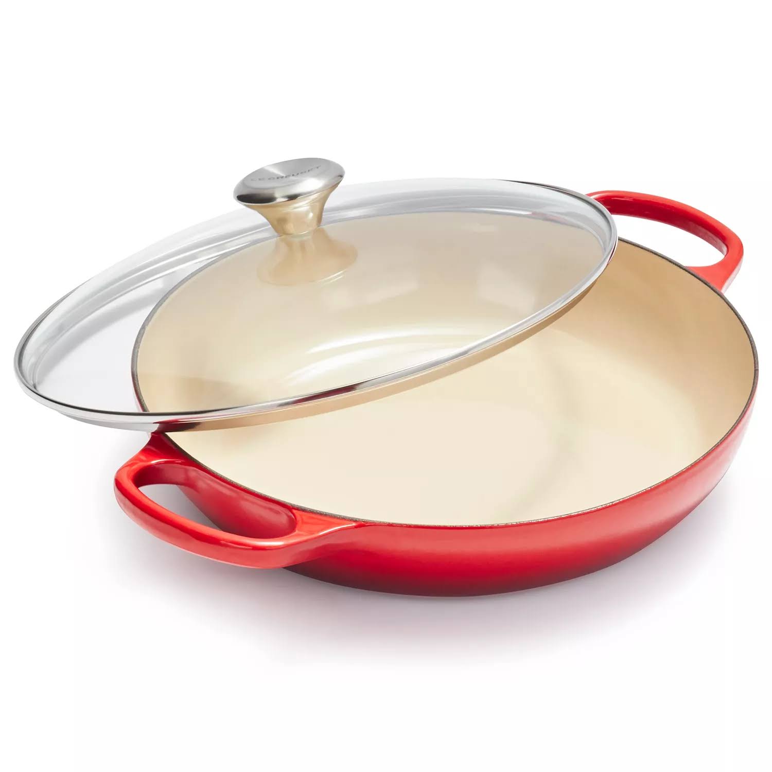 650c1bd39a9d602582c3c23901c437febcbac93bb915a4ab41ee418481b84012.jpg Le Creuset 3.5 Quart Buffet Casserole with Glass Lid Cerise - Image 1