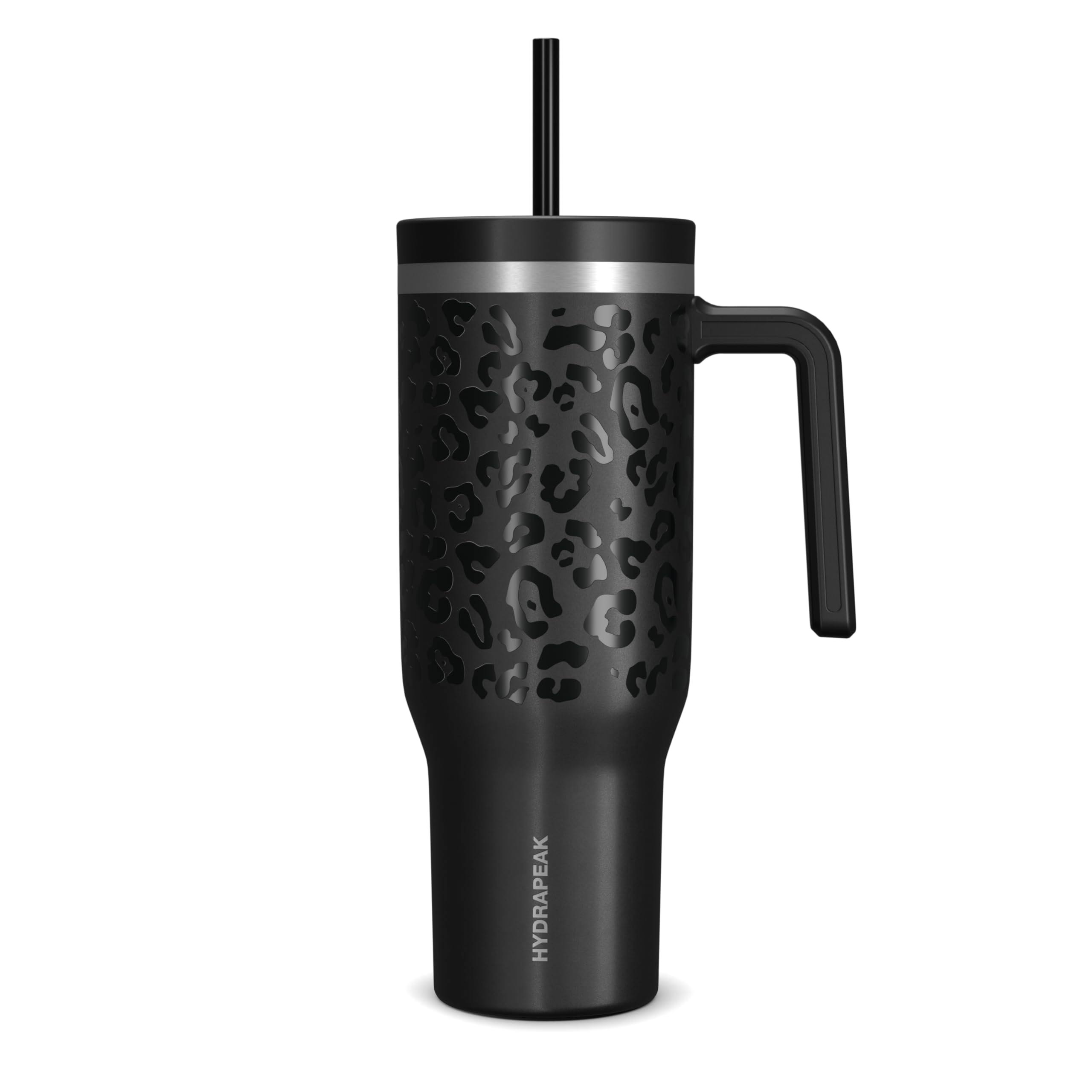 65298d0ab1433826a0c7d2dfa078412f72cffd4488d20ce82239b226651b60ce.jpg Hydrapeak Voyager 40oz Tumbler with Handle and Straw Black Leopard - Image 1